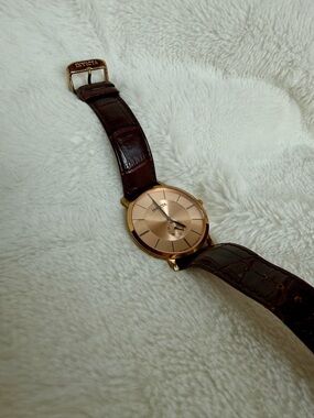 Invicta Rose Gold Dial Burgundy Leather Strap Watch